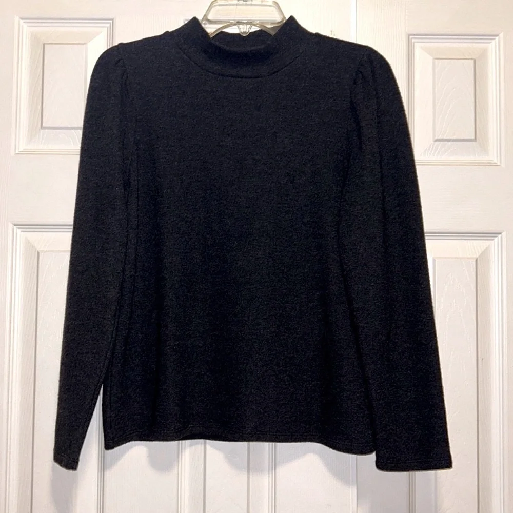 Madewell (Re)sourced Plush Mockneck Puff-Sleeve Top - Size Medium